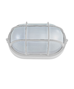 Φωτιστικό Τοίχου 1xE27 Χελώνα Κήπου Αλουμινίου 20cm με Πρισματικό Γυαλί & Πλέγμα IP45 Λευκό ACA – HI5031WMS