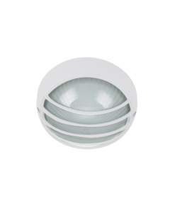 Φωτιστικό Τοίχου 1xE27 Χελώνα Κήπου Αλουμινίου Λευκή ø258 με Πρισματικό Γυαλί & Πλέγμα IP45 ACA – HI5044W