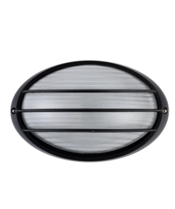 Φωτιστικό Τοίχου 1xE27 Χελώνα Αλουμινίου Μαύρη 22cm Πρισματικό Γυαλί & Πλέγμα IP45 ACA – HI5074BMS