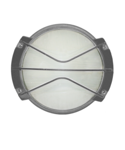 Φωτιστικό Τοίχου 1xE27 Χελώνα Κήπου Αλουμινίου Γκρι ø236 με Πρισματικό Γυαλί & Πλέγμα IP45 ACA – HI5171G