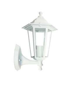 Επιτοίχιο Φωτιστικό 1xΕ27 Φανάρι Πάνω Αλουμινίου Εξάγωνο Λευκό IP45 ACA – HI6021WMS