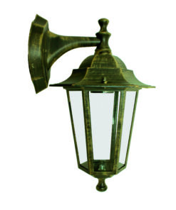 Επιτοίχιο Φωτιστικό 1xΕ27 Φανάρι Κάτω Αλουμινίου Εξάγωνο Χρυσό-Μαύρο IP45 ACA – HI6022GB