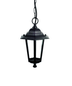 Κρεμαστό Φωτιστικό 1xΕ27 Φανάρι Αλουμινίου Εξάγωνο Μαύρο IP45 ACA – HI6025BMS