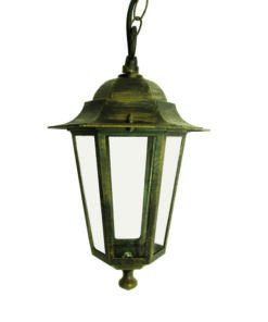 Κρεμαστό Φωτιστικό 1xΕ27 Φανάρι Αλουμινίου Εξάγωνο Χρυσό-Μαύρο IP45 ACA – HI6025GB