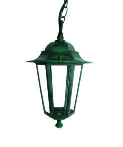 Κρεμαστό Φωτιστικό 1xΕ27 Φανάρι Αλουμινίου Εξάγωνο Πράσινο-Μαύρο IP45 ACA – HI6025V