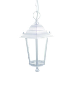 Κρεμαστό Φωτιστικό 1xΕ27 Φανάρι Αλουμινίου Εξάγωνο Λευκό IP45 ACA – HI6025W