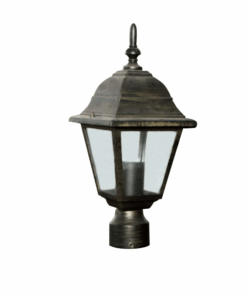 Φωτιστικό Ιστού Κολώνας Δαπέδου 1xΕ27 Φανάρι Αλουμινίου Τετράγωνο Χρυσό-Μαύρο IP45 ACA – HI6044GB