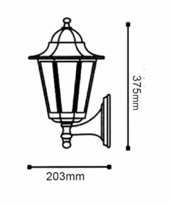 Επιτοίχιο Φωτιστικό 1xΕ27 Φανάρι Αλουμινίου Εξάγωνο Μαύρο IP45 ACA – HI6171BMS