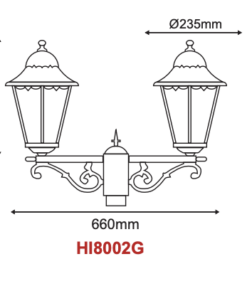 Φανάρι Πλατείας Κολώνας Γκρι 2xE27 Φ60 IP54 ACA – HI8002GDS