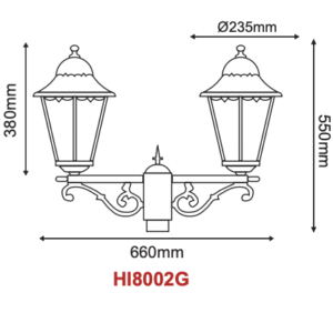 Φανάρι Πλατείας Κολώνας Γκρι 2xE27 Φ60 IP54 ACA – HI8002GDS