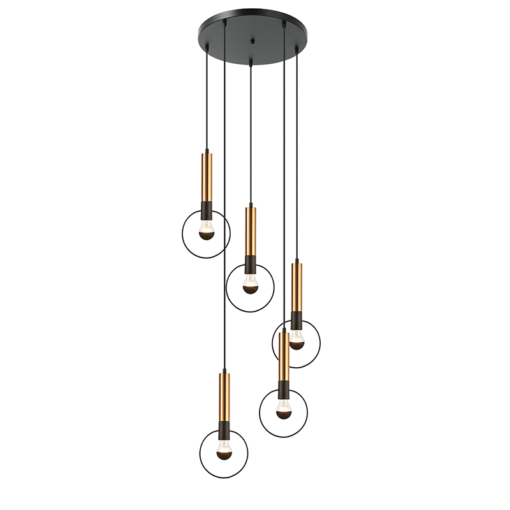 ACA DECOR  κρεμαστό φωτιστικό 5xE27 από ορείχαλκο σε μαύρο χρώμα – HL39975P53BB
