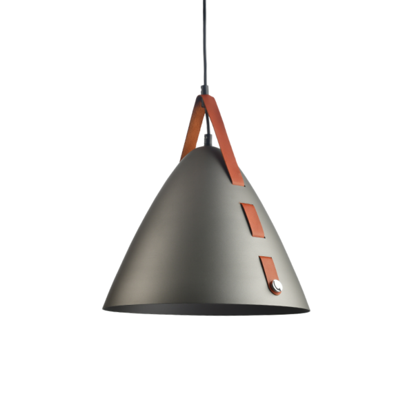 ACA DECOR   κρεμαστό φωτιστικό 1xE27 από μαύρο μέταλλο και δέρμα – HL41441P33BN