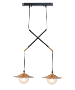 ACA DECOR   κρεμαστό φωτιστικό 2xG9 από μέταλλο γυαλί και ορείχαλκο – HL4312P46BB