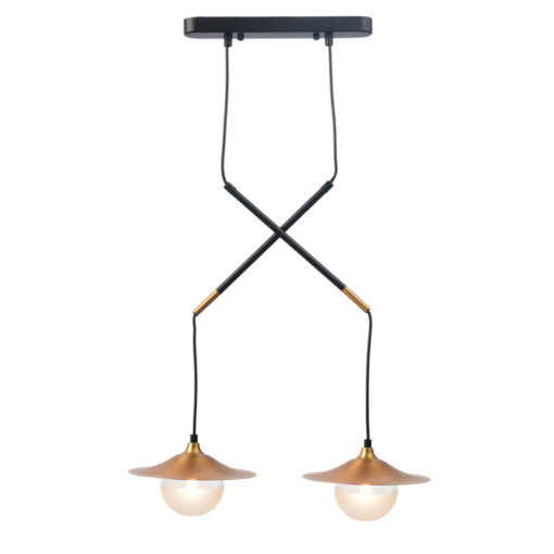 ACA DECOR   κρεμαστό φωτιστικό 2xG9 από μέταλλο γυαλί και ορείχαλκο – HL4312P46BB