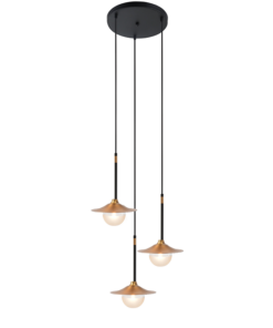 ACA DECOR   κρεμαστό φωτιστικό 3xG9 από μέταλλο γυαλί και ορείχαλκο – HL4313P35BB
