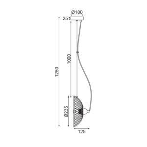 ΚΡΕΜΑΣΤΟ ΦΩΤΙΣΤΙΚΟ 1ΧΕ27 ΜΑΥΡΟ ΜΕΤΑΛΛΙΚΟ 24Χ13ΧΗ125CM KOBE ACA DECOR – HL45841P24B