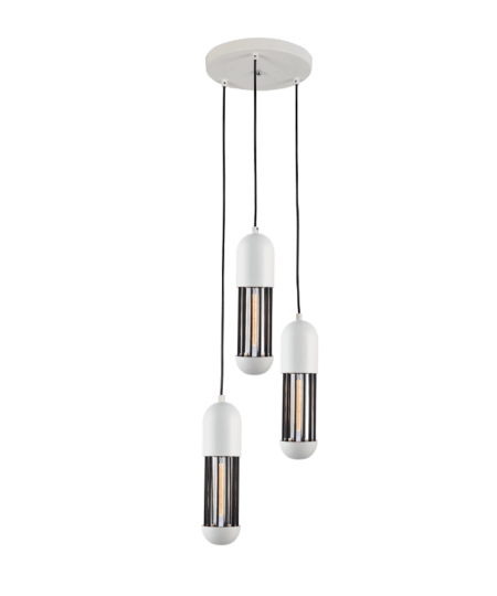 ACA DECOR   κρεμαστό φωτιστικό 3xE27 σε λευκό με μαύρο χρώμα – HM173P27WH