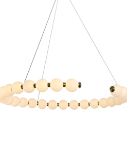 Κρεμαστό Φωτιστικό Κύκλος Φ100 Lolly LED 40W 3000lm 3000K με Λευκές Ακρυλικές Μπάλες Φ10 με Χρυσή Λεπτομέρεια ACA – HM236LEDP100