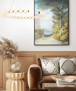 Κρεμαστό Φωτιστικό Κύκλος Φ100 Lolly LED 40W 3000lm 3000K με Λευκές Ακρυλικές Μπάλες Φ10 με Χρυσή Λεπτομέρεια ACA – HM236LEDP100