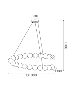 Κρεμαστό Φωτιστικό Κύκλος Φ100 Lolly LED 40W 3000lm 3000K με Λευκές Ακρυλικές Μπάλες Φ10 με Χρυσή Λεπτομέρεια ACA – HM236LEDP100