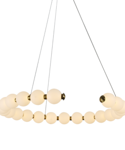 Κρεμαστό Φωτιστικό Κύκλος Φ80 Lolly LED 30W 2200lm 3000K με Λευκές Ακρυλικές Μπάλες Φ10 με Χρυσή Λεπτομέρεια ACA – HM236LEDP80