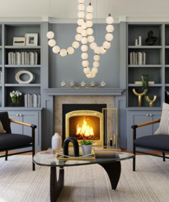 Κρεμαστό Φωτιστικό Lolly LED 54W 4000lm 3000K με Λευκές Ακρυλικές Μπάλες Φ10 με Χρυσή Λεπτομέρεια ACA – HM238LEDP36