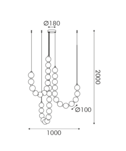 Κρεμαστό Φωτιστικό Lolly LED 54W 4000lm 3000K με Λευκές Ακρυλικές Μπάλες Φ10 με Χρυσή Λεπτομέρεια ACA – HM238LEDP36