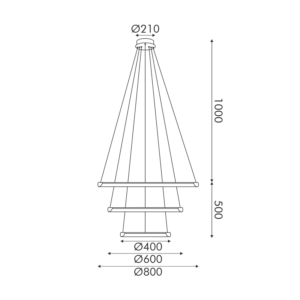 Κρεμαστό Φωτιστικό LED 60W 4800lm CCT Κυκλικό Χρυσό με 3 Δακτύλιους Φ80 ACA – HM23LEDP3GDCCT Σχεδιασμός