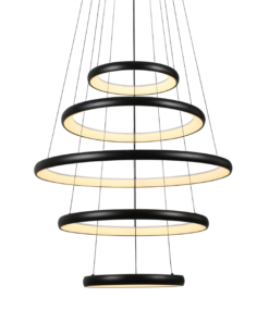 Κρεμαστό Φωτιστικό LED 80W 6400lm CCT Κυκλικό Μαύρο με 5 Δακτύλιους Φ80 ACA – HM23LEDP5BKCCT