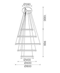 Κρεμαστό Φωτιστικό LED 80W 6400lm CCT Κυκλικό Χρυσό με 5 Δακτύλιους Φ80 ACA – HM23LEDP5GDCCT