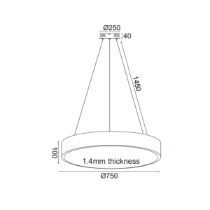 ΚΡΕΜΑΣΤΟ Φ/Σ LED 60W 5600LM CCT ΛΕΥΚΟ ΜΕΤ/ΚΟ D75XH130CM OPTIMUS ACA – HM29LEDP75WHCCT
