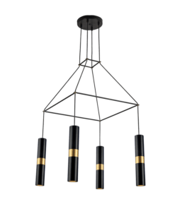 ACA DECOR   κρεμαστό φωτιστικό 4xGU10 από μέταλλο μαύρο και ορείχαλκο – HM854P56BK