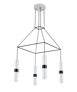 ACA DECOR   κρεμαστό φωτιστικό 4xGU10 από μέταλλο σε λευκό με μαύρο – HM854P56WH