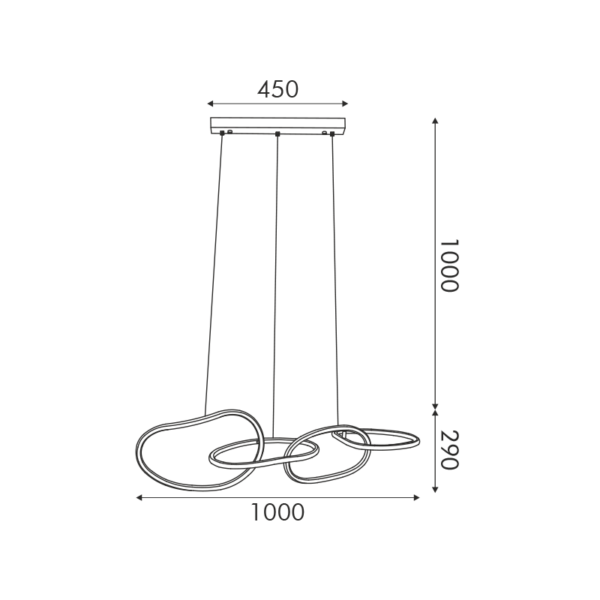 Κρεμαστό Φωτιστικό Ράγα LED 60W 4800lm CCT  με 4 Χρυσά Δαχτυλίδια ACA – HM88LEDP4GDCCT