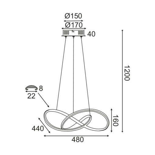 ACA DECOR   κρεμαστό φωτιστικό led 48w 2880lm 3000k σε ορείχαλκο – HM92LEDP48BR