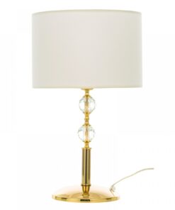 InLight Επιτραπέζιο φωτιστικό από χρυσό μέταλλο κρύσταλλο και υφασμάτινο καπέλο 1XE27 D:59cm (3422-Χρυσό)