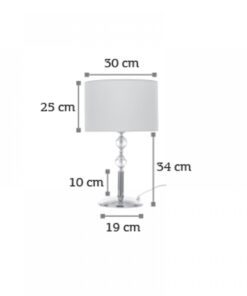 InLight Επιτραπέζιο φωτιστικό από χρώμιο μέταλλο κρύσταλλο και υφασμάτινο καπέλο (3422-Χρώμιο)