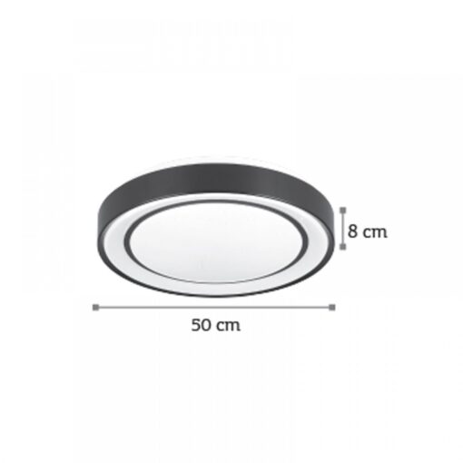 InLight Πλαφονιέρα οροφής LED 36W 3000K από μαύρο μέταλλο και ακρυλικό D:50cm (42179-A)