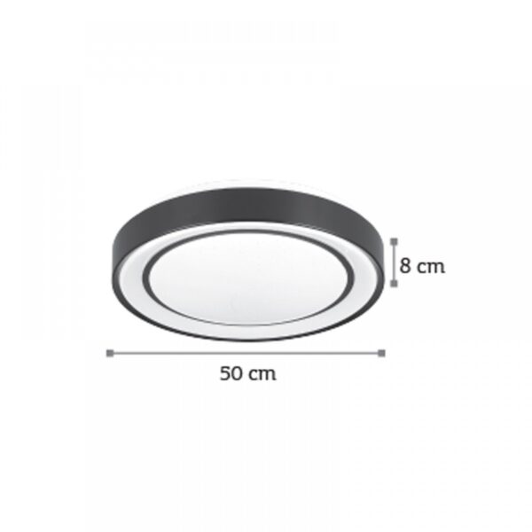 InLight Πλαφονιέρα οροφής LED 36W 3000K από μαύρο μέταλλο και ακρυλικό D:50cm (42179-A)