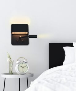 InLight Φωτιστικό Τοίχου – Απλίκα Ξενοδοχείου LED 9W 3000K Mε USB από μαύρο μέταλλο D:16cm (43036-BL)