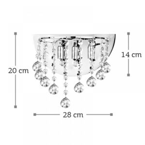 InLight Επιτοίχιο φωτιστικό από χρώμιο μέταλλο και διάφανα κρύσταλλα 2XG9 D:28cm (43218)