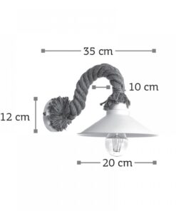 InLight Επιτοίχιο φωτιστικό από καφέ σχοινί και λευκό μέταλλο 1XE27 D:35cm (43351-WH)