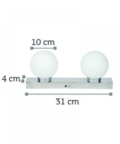 InLight Επιτοίχιο φωτιστικό από χρώμιο μέταλλο και λευκή οπαλίνα (43420-2)