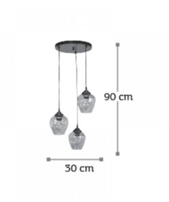 InLight Κρεμαστό φωτιστικό από μαύρο μέταλλο και φιμέ γυαλί (4474-3-BL)