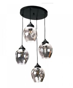 InLight Κρεμαστό φωτιστικό από μαύρο μέταλλο και φιμέ γυαλί 4XE27 D:30cm (4474-4-BL)