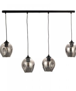 InLight Κρεμαστό φωτιστικό από μαύρο μέταλλο και φιμέ γυαλί (4474-4-BL ΡΑΓΑ)
