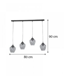 InLight Κρεμαστό φωτιστικό από μαύρο μέταλλο και φιμέ γυαλί (4474-4-BL ΡΑΓΑ)