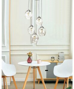 InLight Κρεμαστό φωτιστικό από μαύρο μέταλλο και φιμέ γυαλί (4474-5-BL)