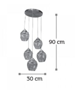 InLight Κρεμαστό φωτιστικό από μαύρο μέταλλο και φιμέ γυαλί (4474-5-BL)