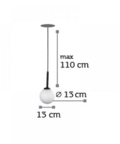 InLight Κρεμαστό φωτιστικό από μαύρο μέταλλο και λευκή οπαλίνα 1XG9 D:13cm (4514-1)